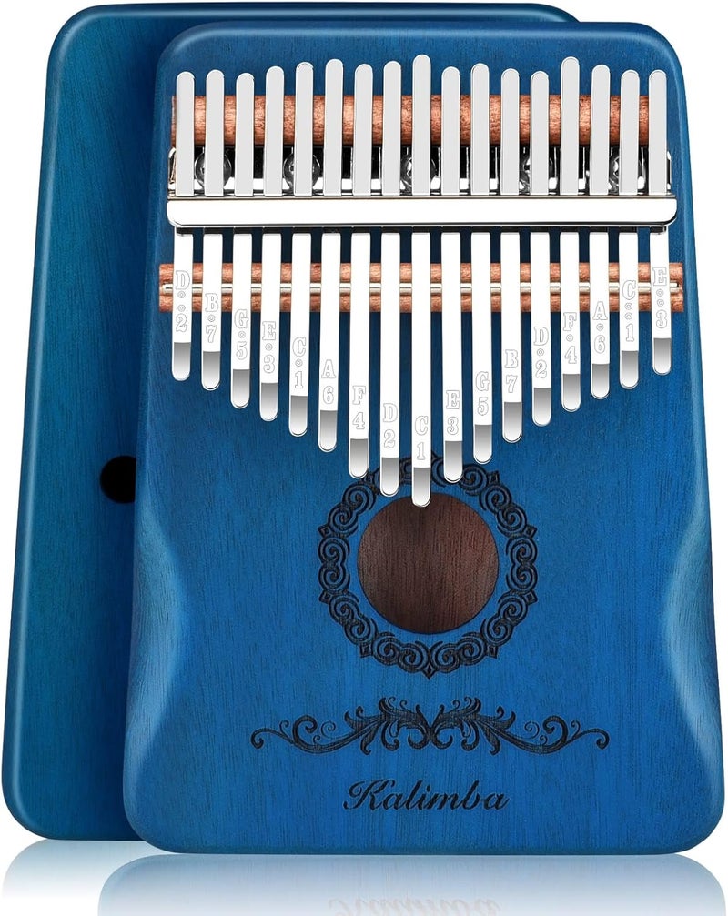 Flyott Kalimba Thumb Piano 17 Keys, Finger Piano Musical Instruments, Mbira Music Kids Gifts Adult Beginners Hand Pianos (Blue) - Image 1